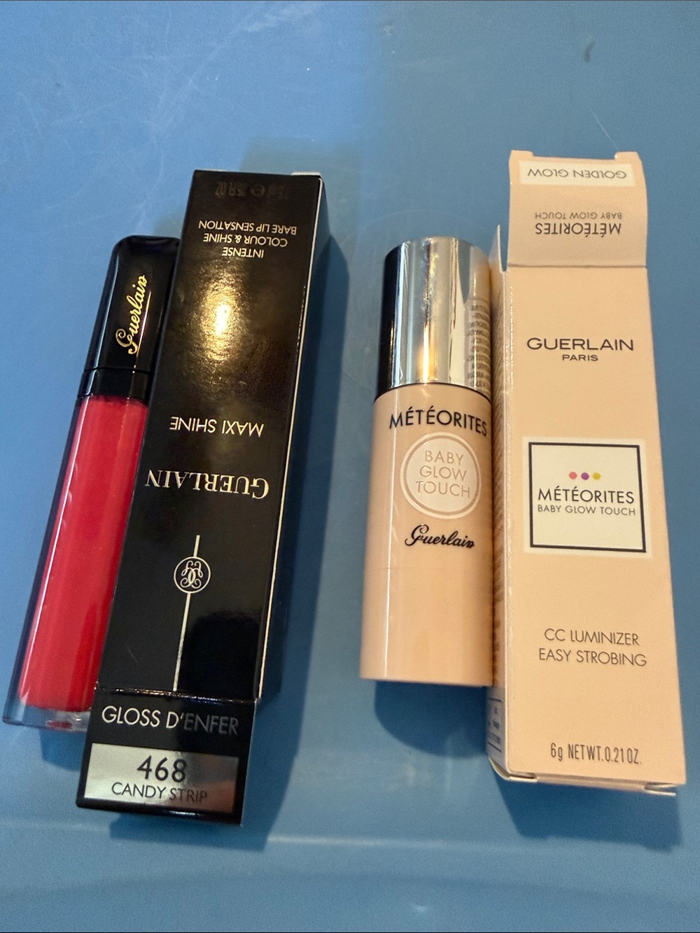 GUERLAIN Lip Gloss & Baby Glow Touch CC Luminizer — Bright Pink & Golden Glow